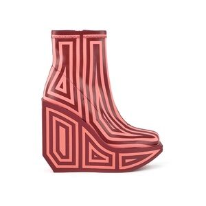 UNITED NUDE Geometric Red Ankle Boots ultra-high platform Size 38 in pink &Red